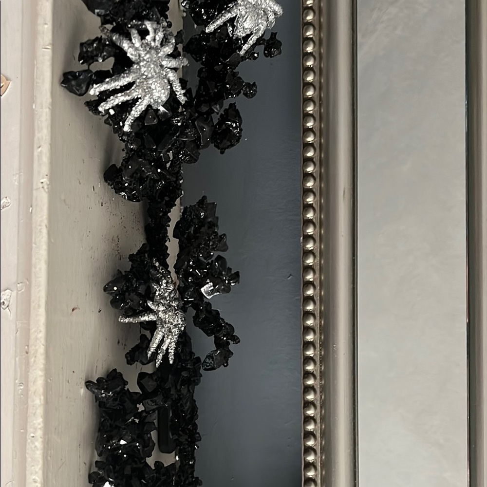 Black and Silver Spider Garland Rachel Zoe Garland candles are spooky night - Picture 4 of 9